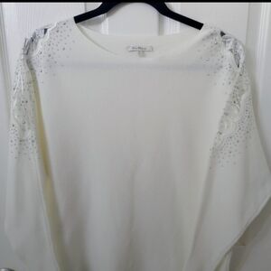 Vila Milano White Embellished Women's Sweater Size Small NWOT